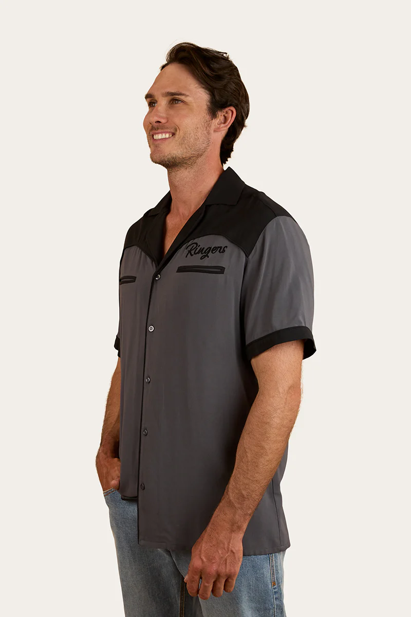 Lineman Mens Bowling Shirt - Charcoal