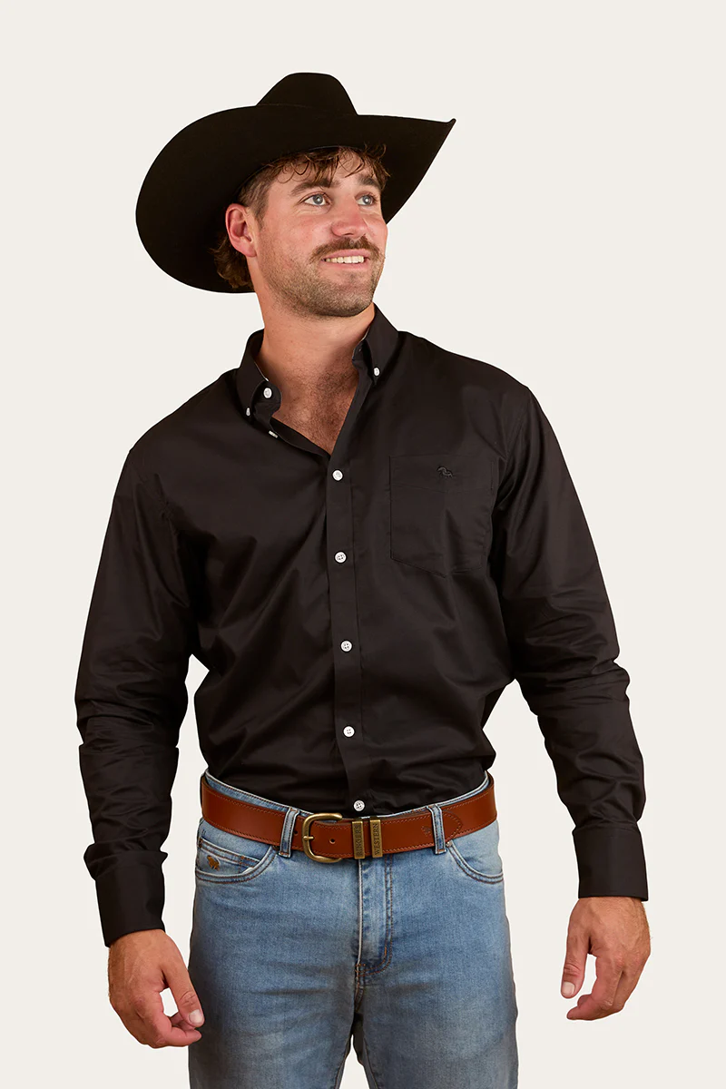 Heritage Mens Plain Dress Shirt - Black