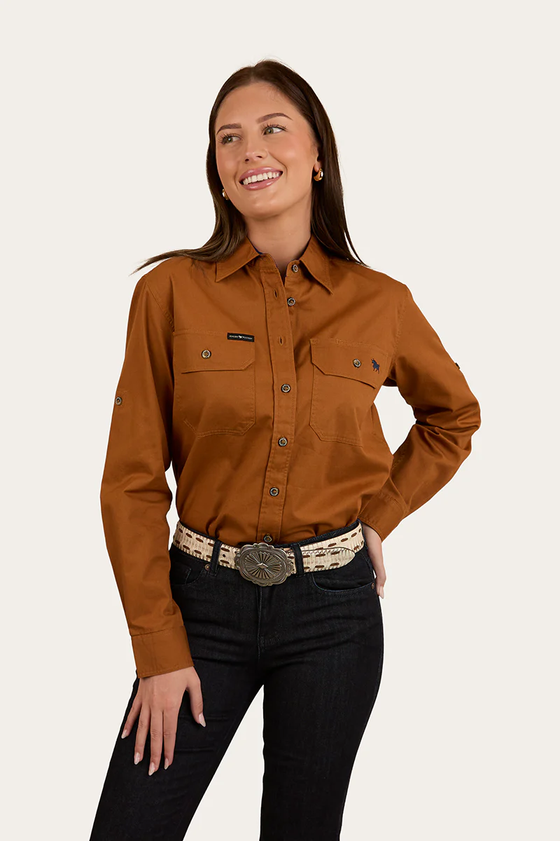 Pentecost River Womens Full Button Work Shirt - Tobacco