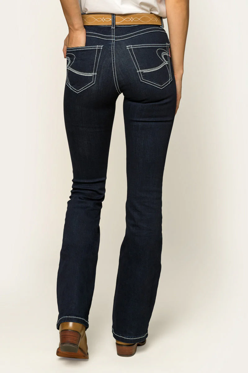 Caroline Womens Mid-Rise Bootleg Jeans - Indigo Blue