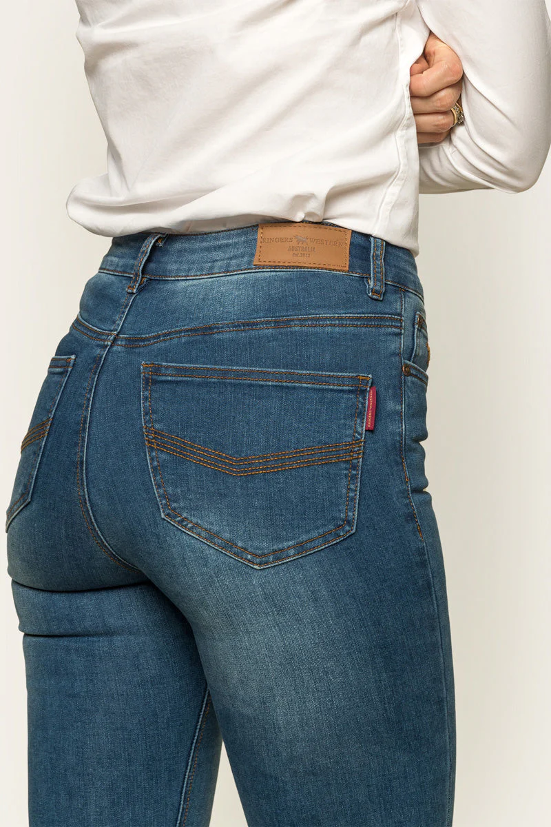 Penny Womens High-Rise Bootleg Jeans - Vintage Blue Wash