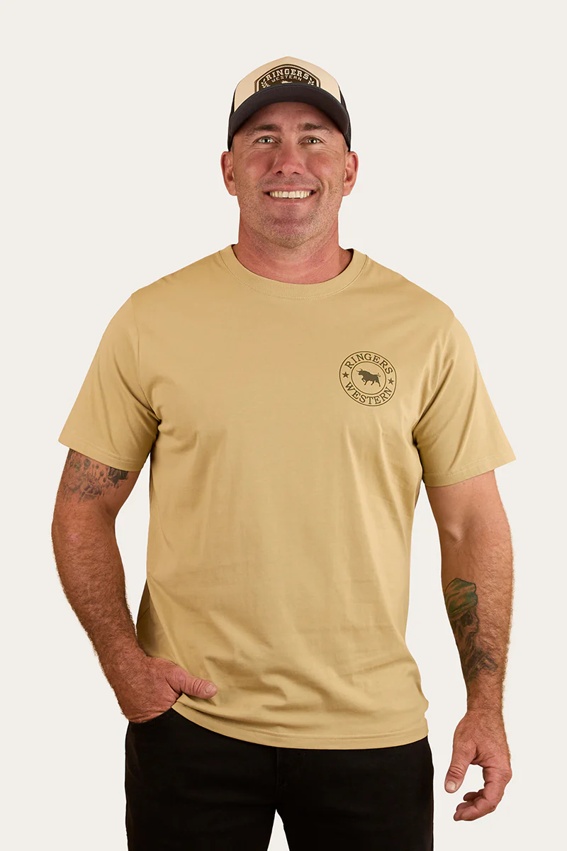 Signature Bull Mens Loose T-Shirt - Pale Olive / Military Green