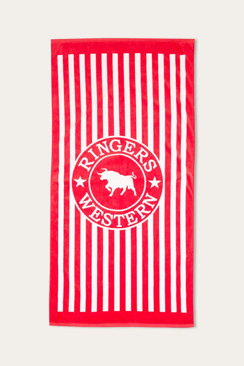 Ringers Stripe Towel - Red