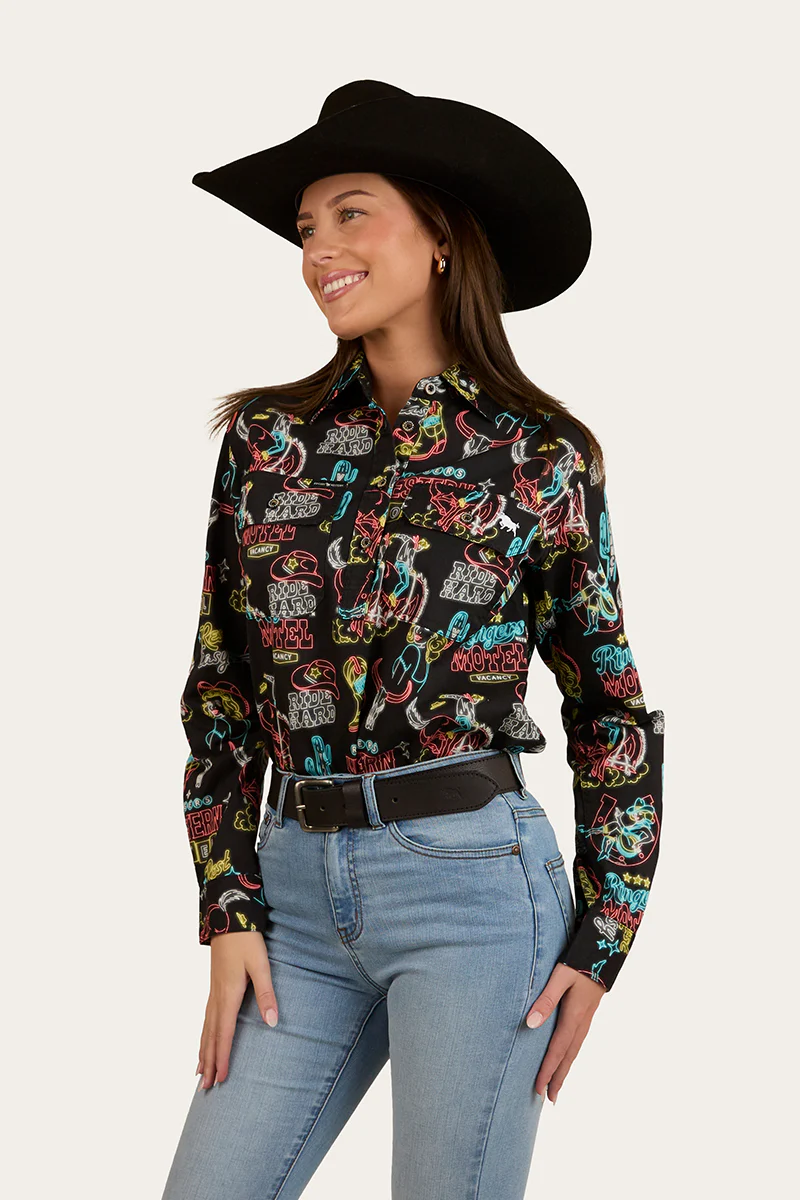 The Dyno Womens Limited Edition Half Button Work Shirt - Black / Multi