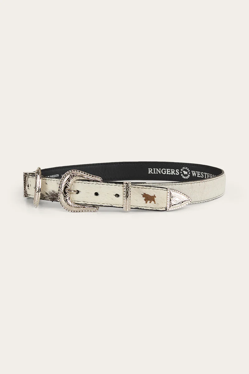 Zoey Double Buckle Belt - Black/White