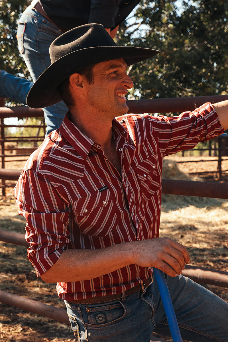 Mapleton Mens Western Shirt Stripe - Cedar