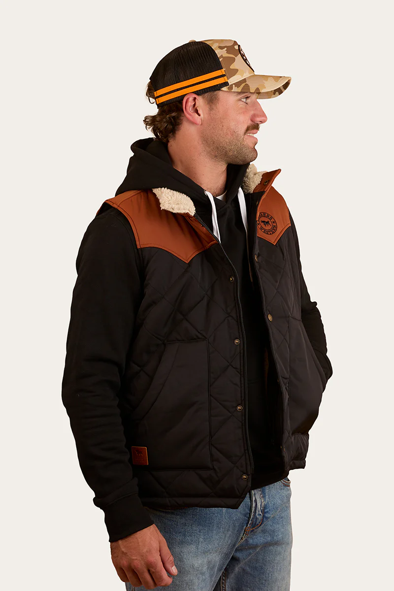 McKinlay Mens Puffer Vest - Black / Tobacco