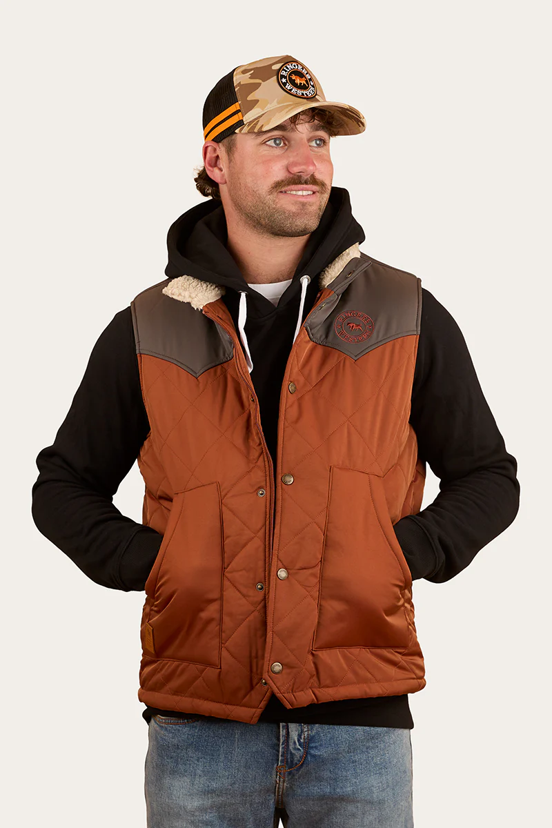 McKinlay Mens Puffer Vest - Tobacco / Charcoal