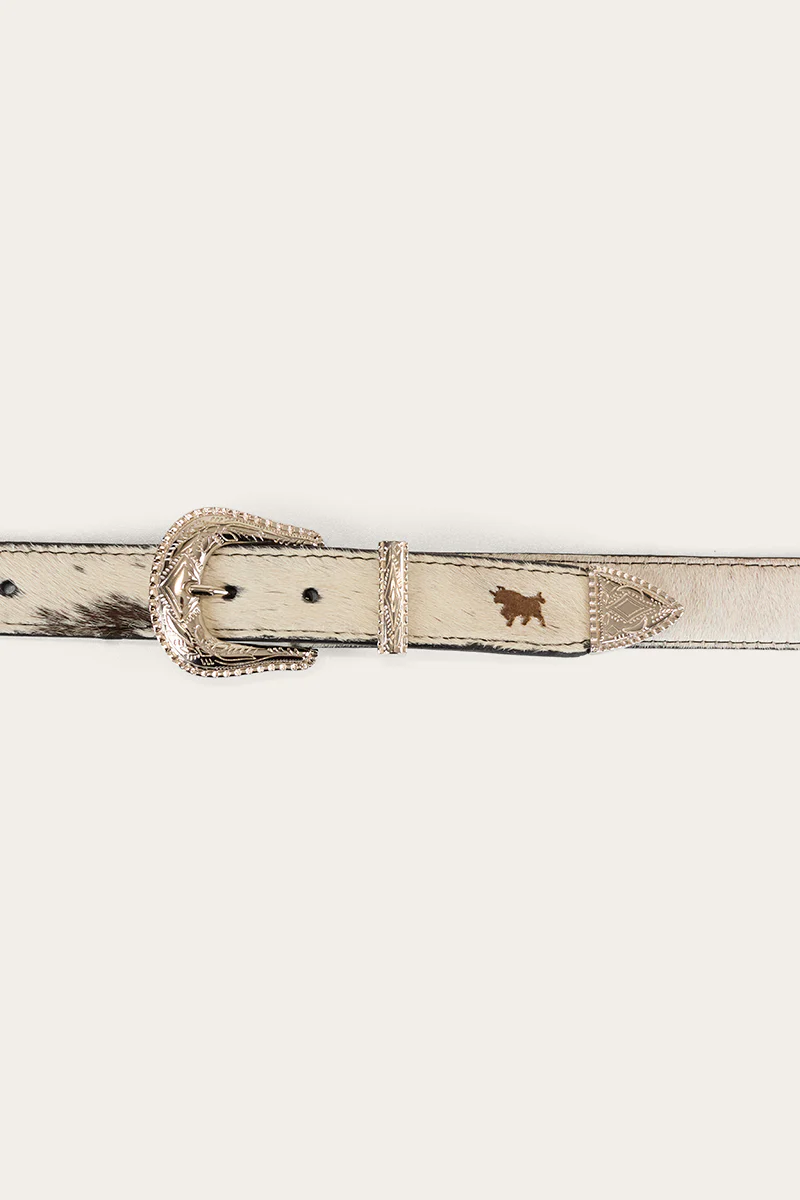 Zoey Double Buckle Belt - Black/White