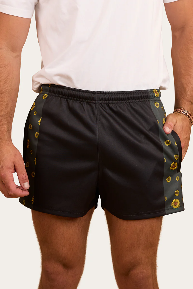 Sunflowers Footy Short - Black / Multi