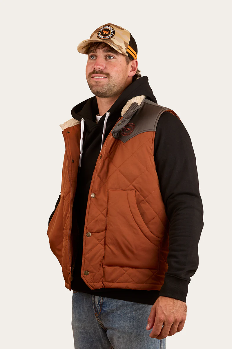 McKinlay Mens Puffer Vest - Tobacco / Charcoal