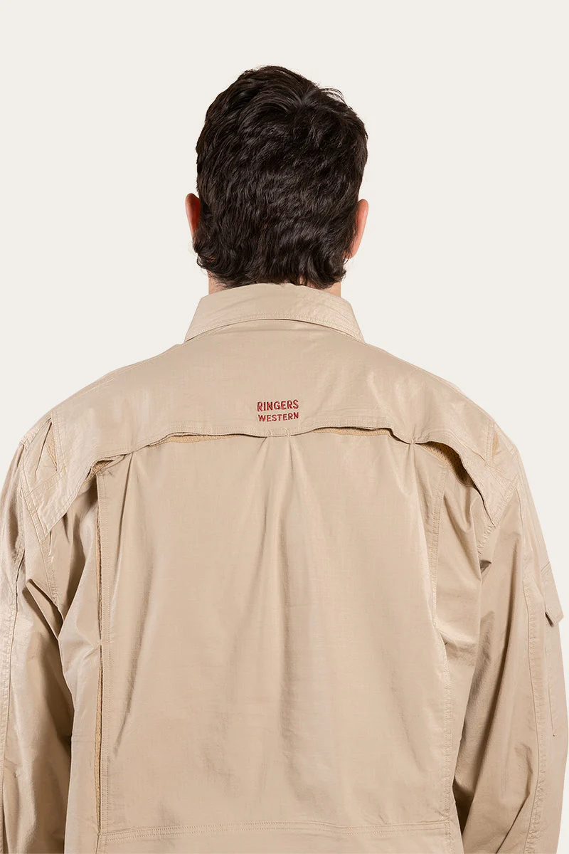 Pilbara Mens Ripstop Full Button Work Shirt - Camel