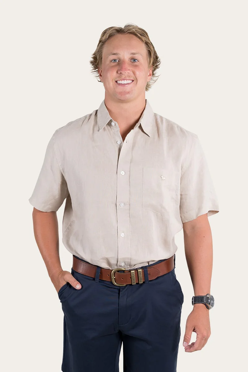 Dawson Mens Relaxed Linen Dress Shirt - Stone