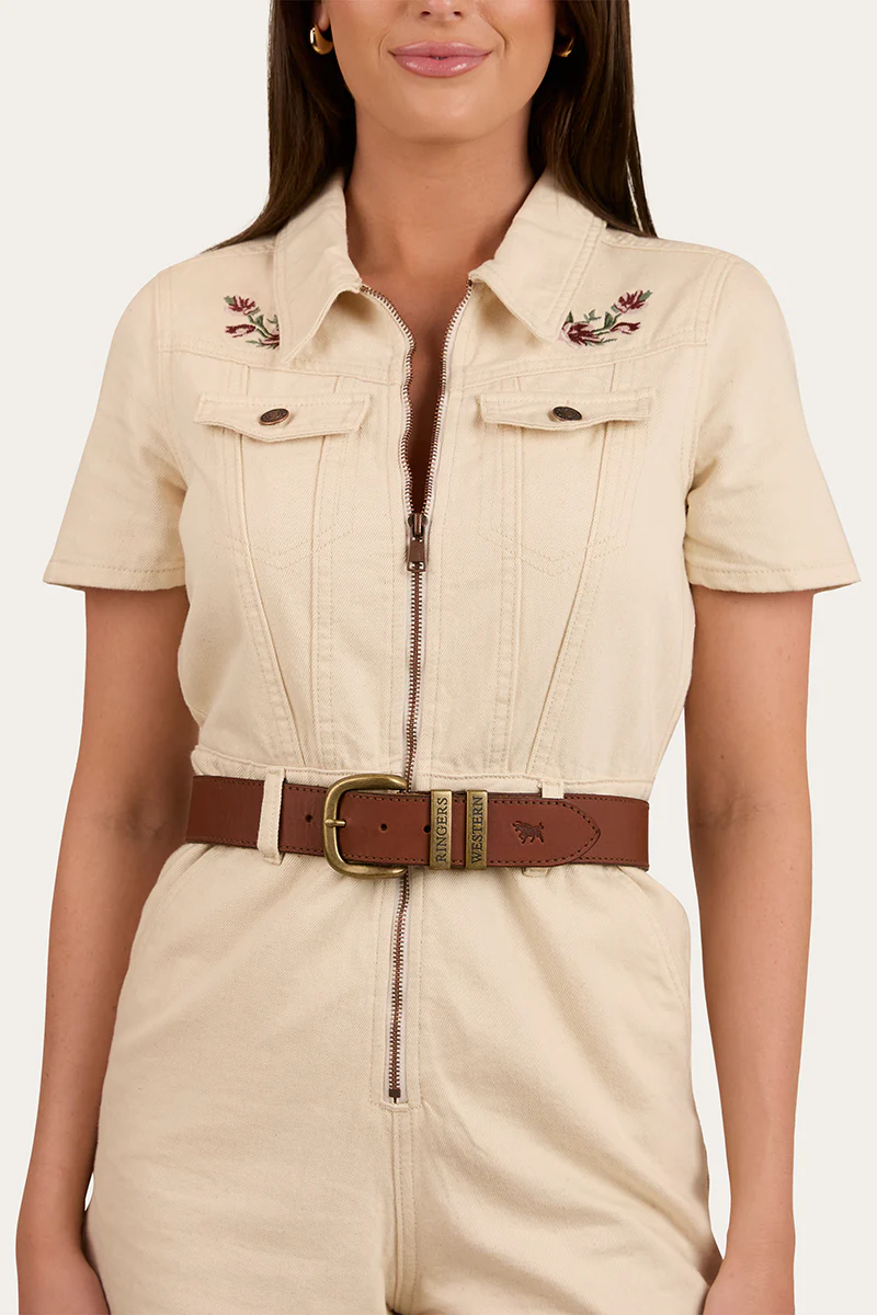 Narooma Womens Denim Playsuit - Off White