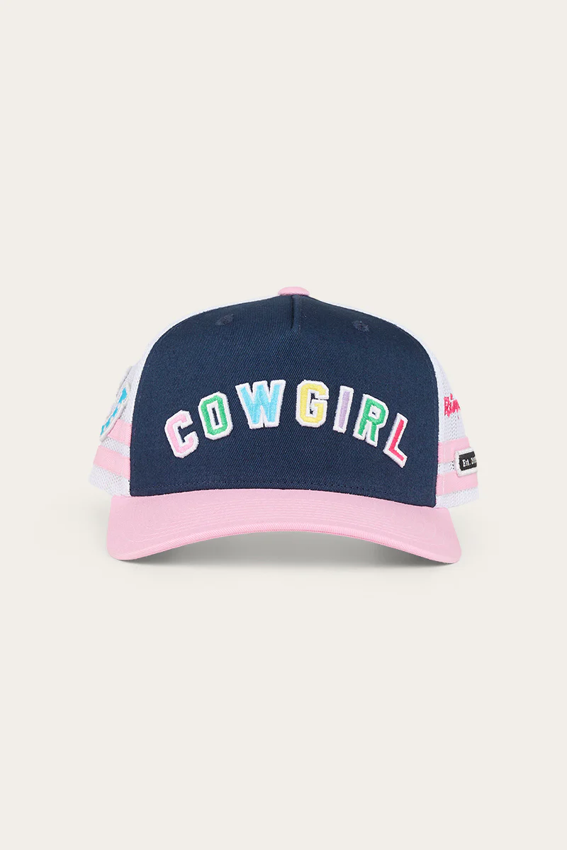 Cowgirl Kids Trucker Cap - Navy/Pastel Pink