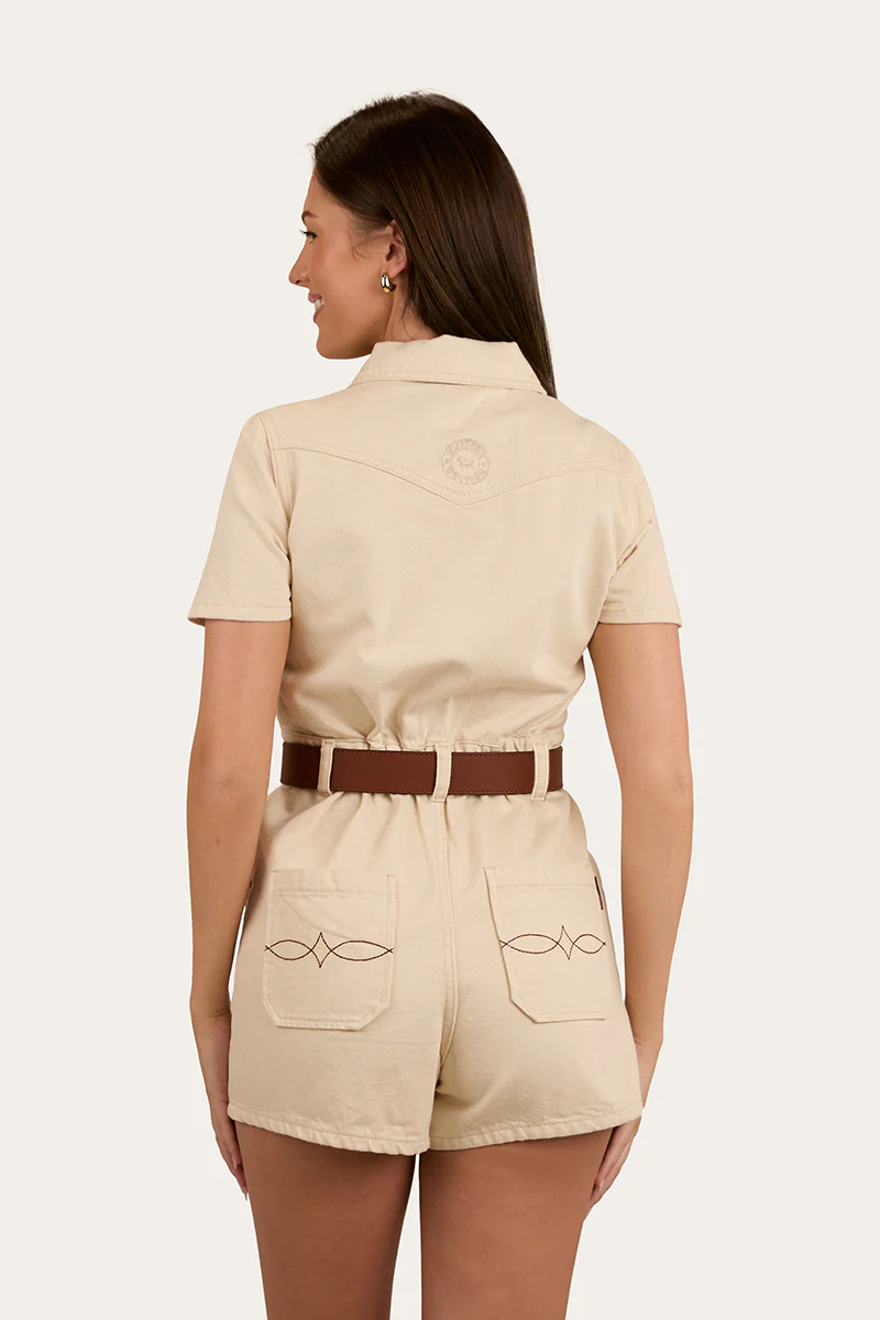 Narooma Womens Denim Playsuit - Off White