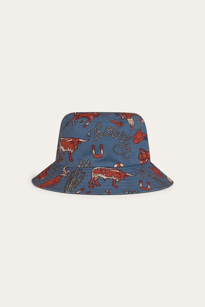 Mini Cowboy Kids Reversible Bucket Hat - Yale Blue