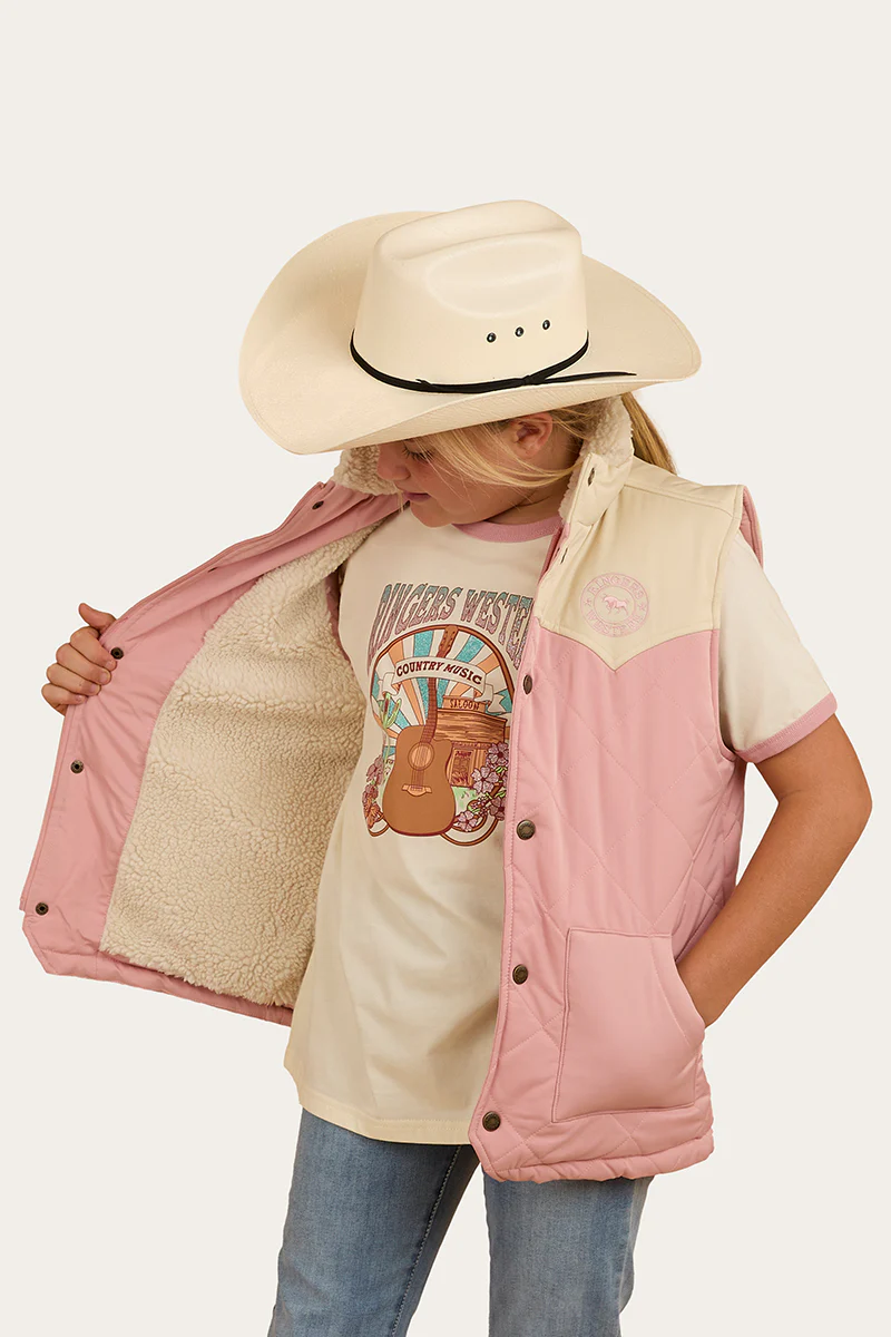Kynuna Kids Puffer Vest - Pink / Off White