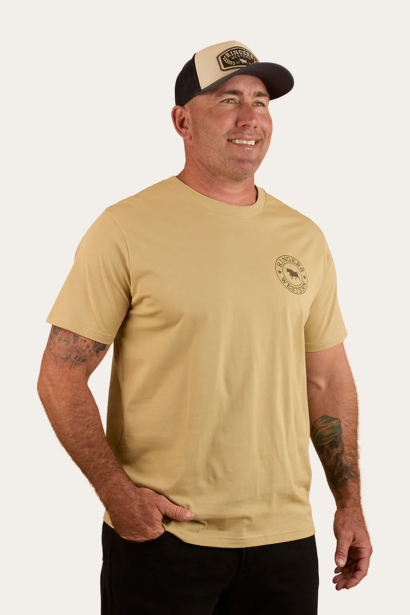 Signature Bull Mens Loose T-Shirt - Pale Olive / Military Green
