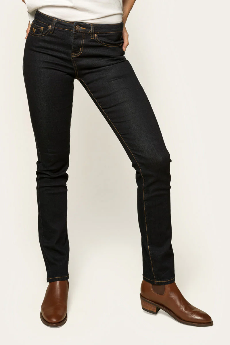 Victoria Womens Mid-Rise Straight-Leg Jeans - Dark Blue