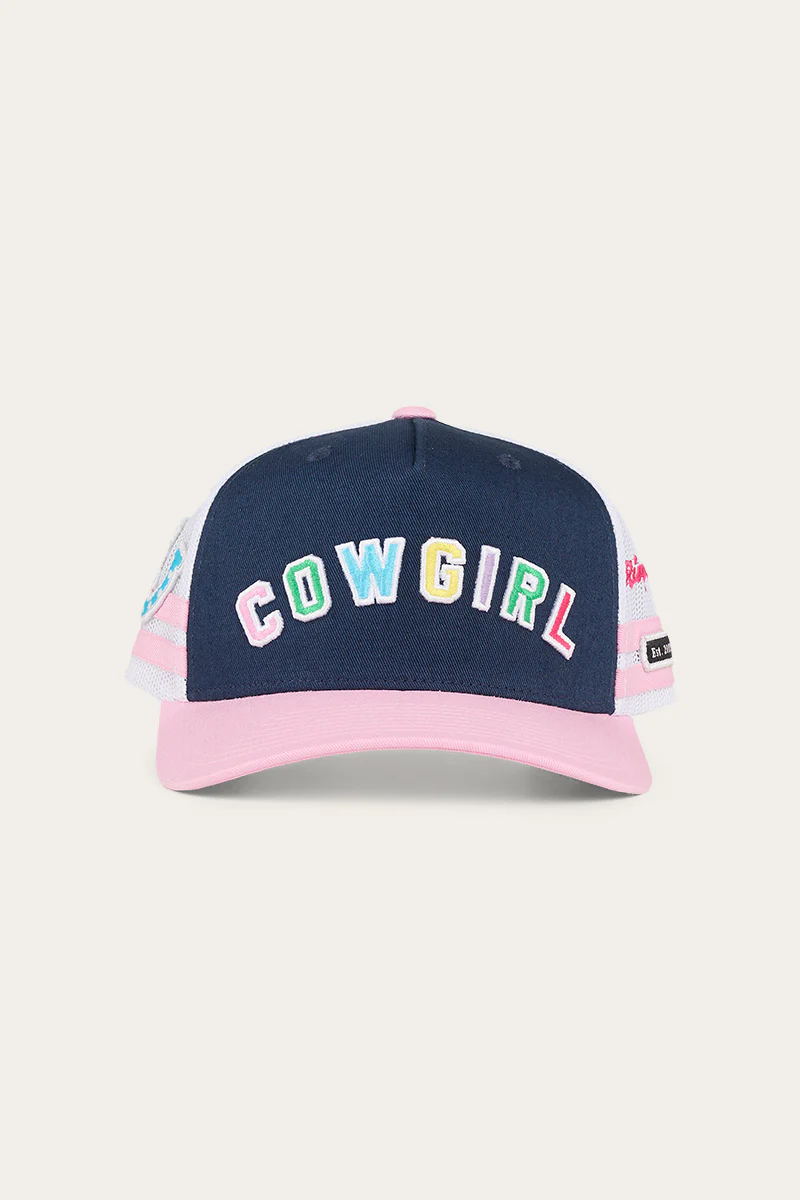Cowgirl Kids Trucker Cap - Navy/Pastel Pink