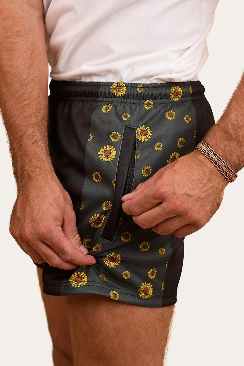 Sunflowers Footy Short - Black / Multi
