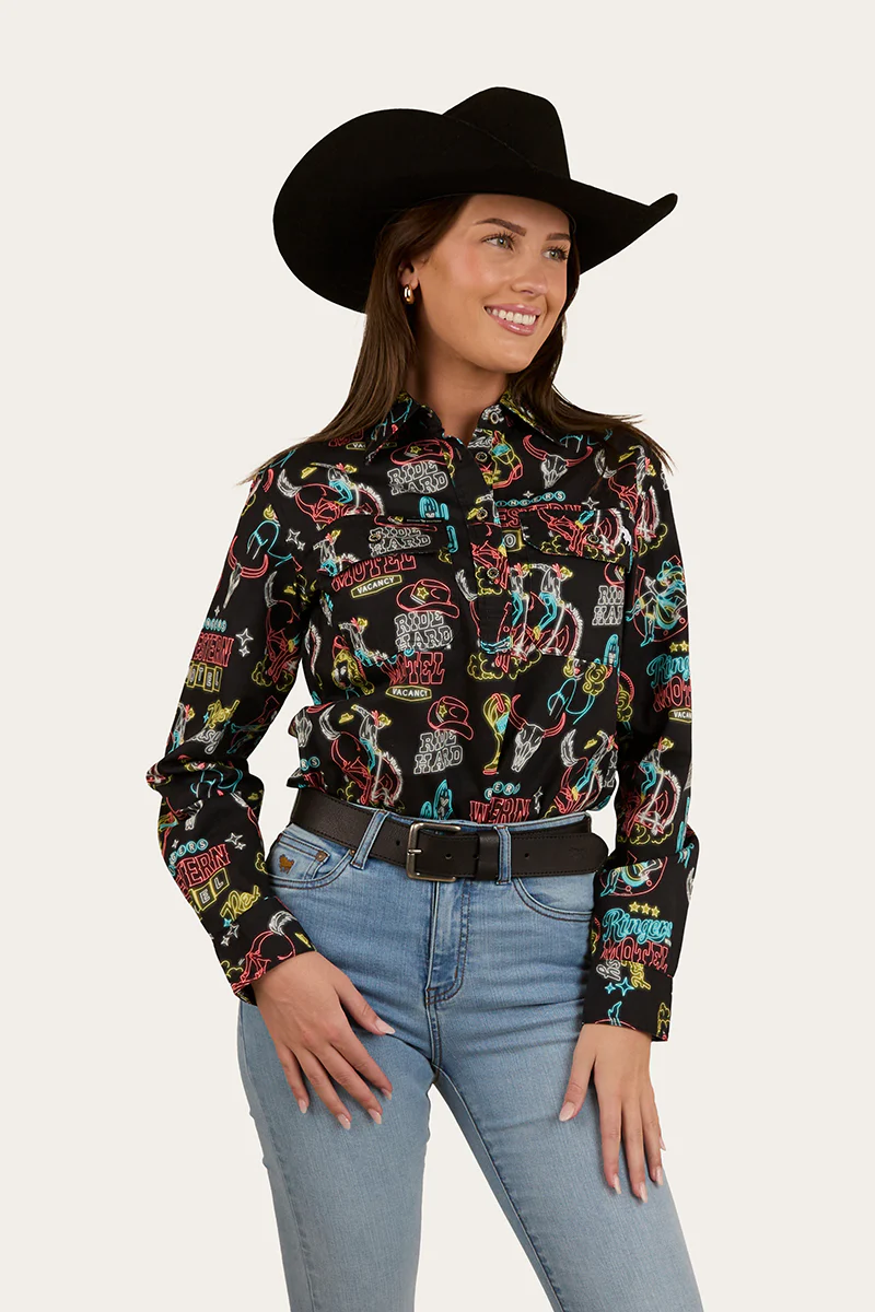 The Dyno Womens Limited Edition Half Button Work Shirt - Black / Multi