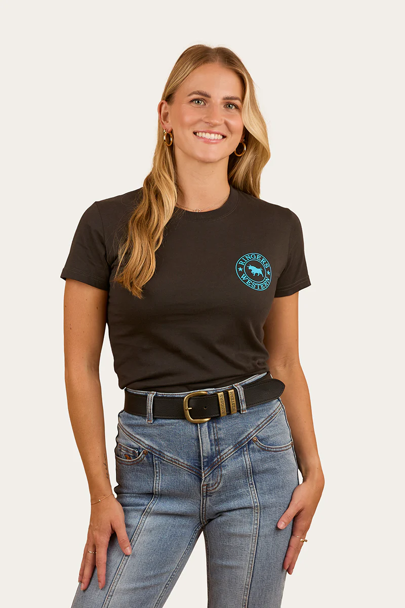 Signature Bull Womens Classic Fit T-Shirt - Charcoal / Aqua