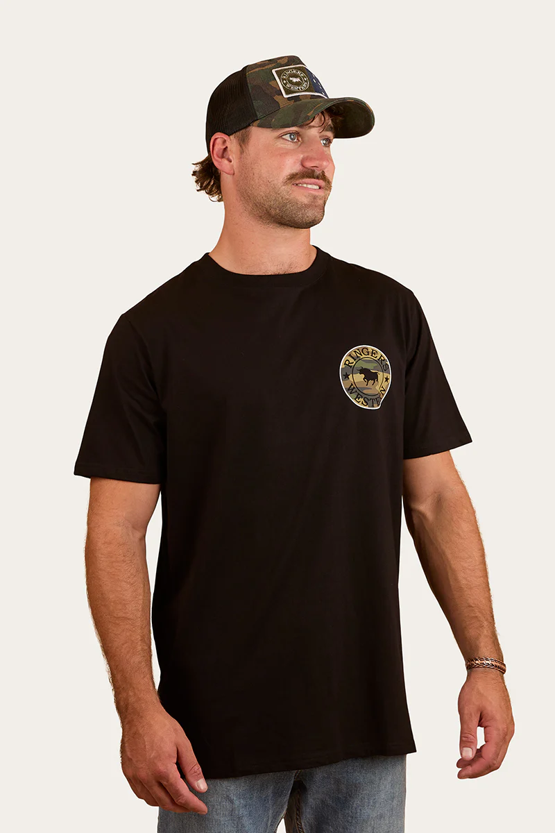 Signature Bull Mens Loose Fit T-Shirt - Black/Camo