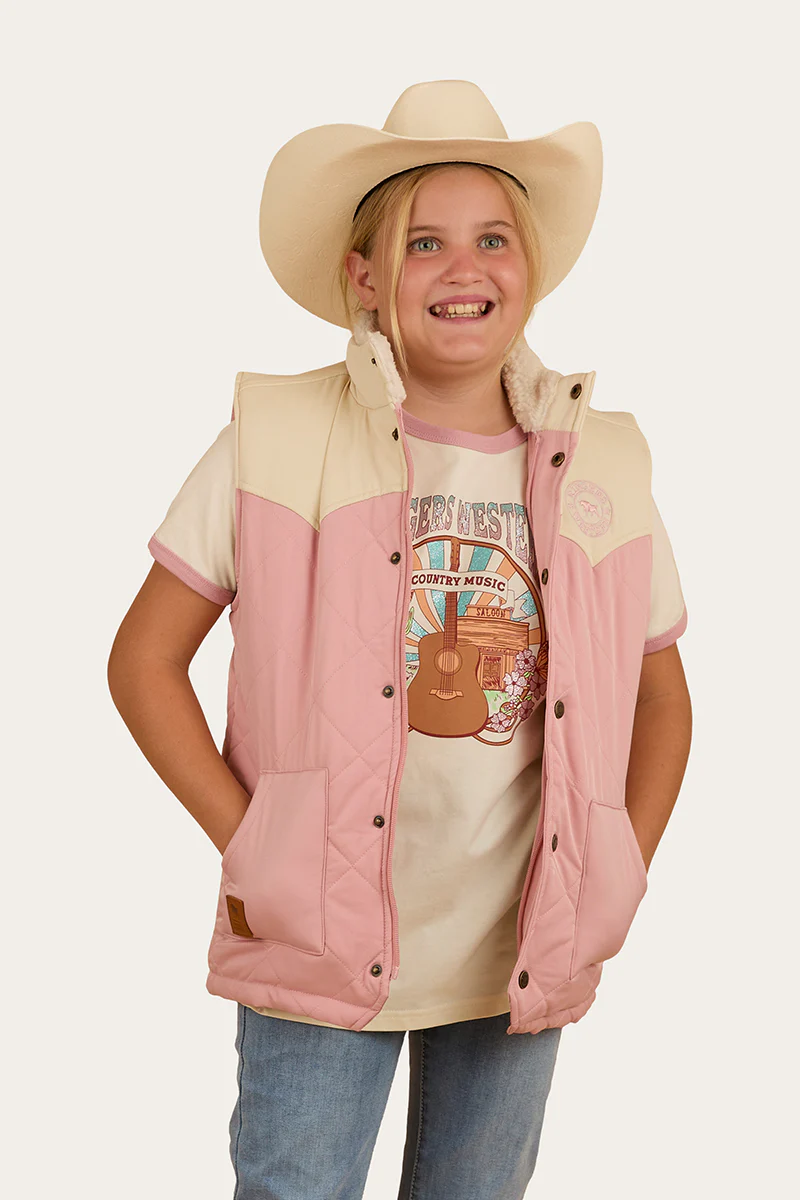 Kynuna Kids Puffer Vest - Pink / Off White