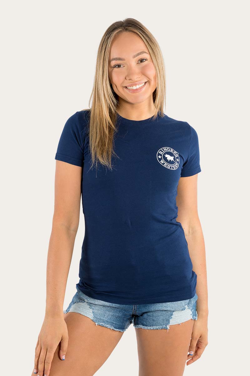 Signature Bull Womens Classic Fit T-Shirt - Navy/White