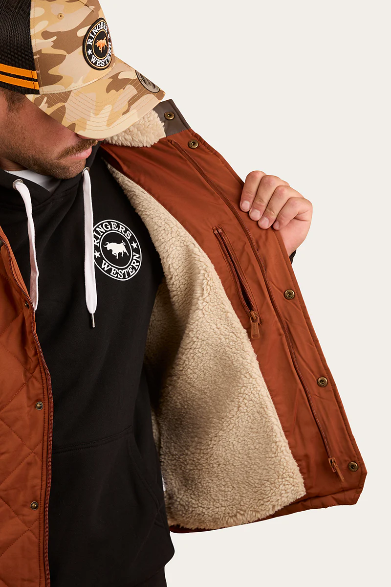 McKinlay Mens Puffer Vest - Tobacco / Charcoal