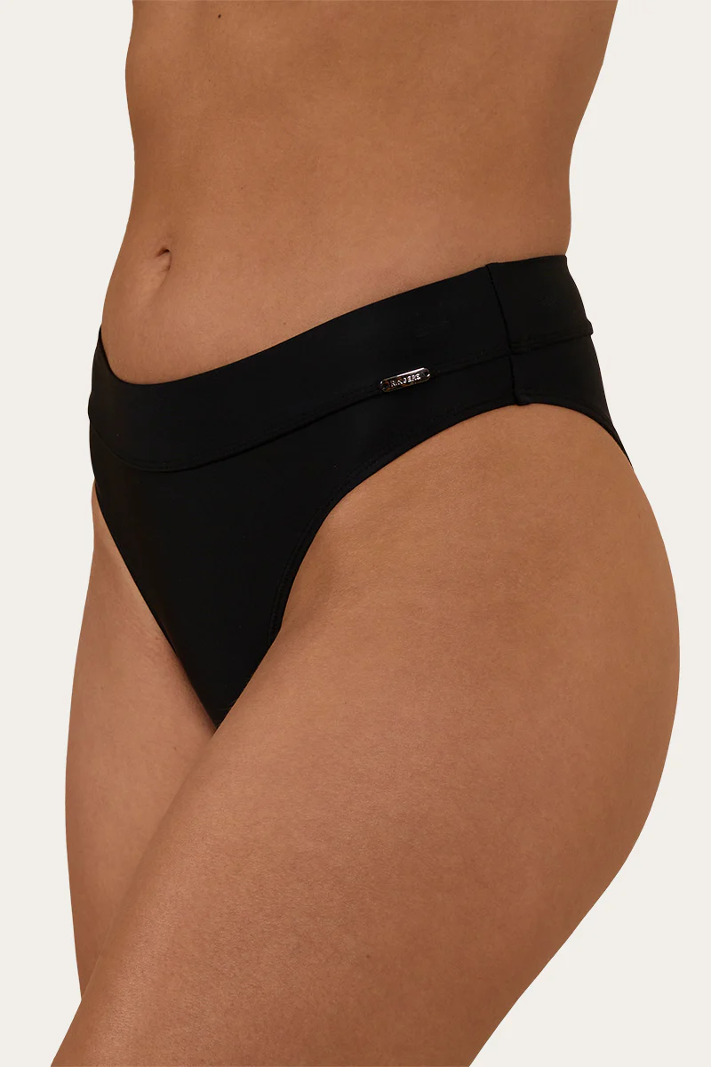Signature Bull Womens High Waist Bikini Bottom - Black