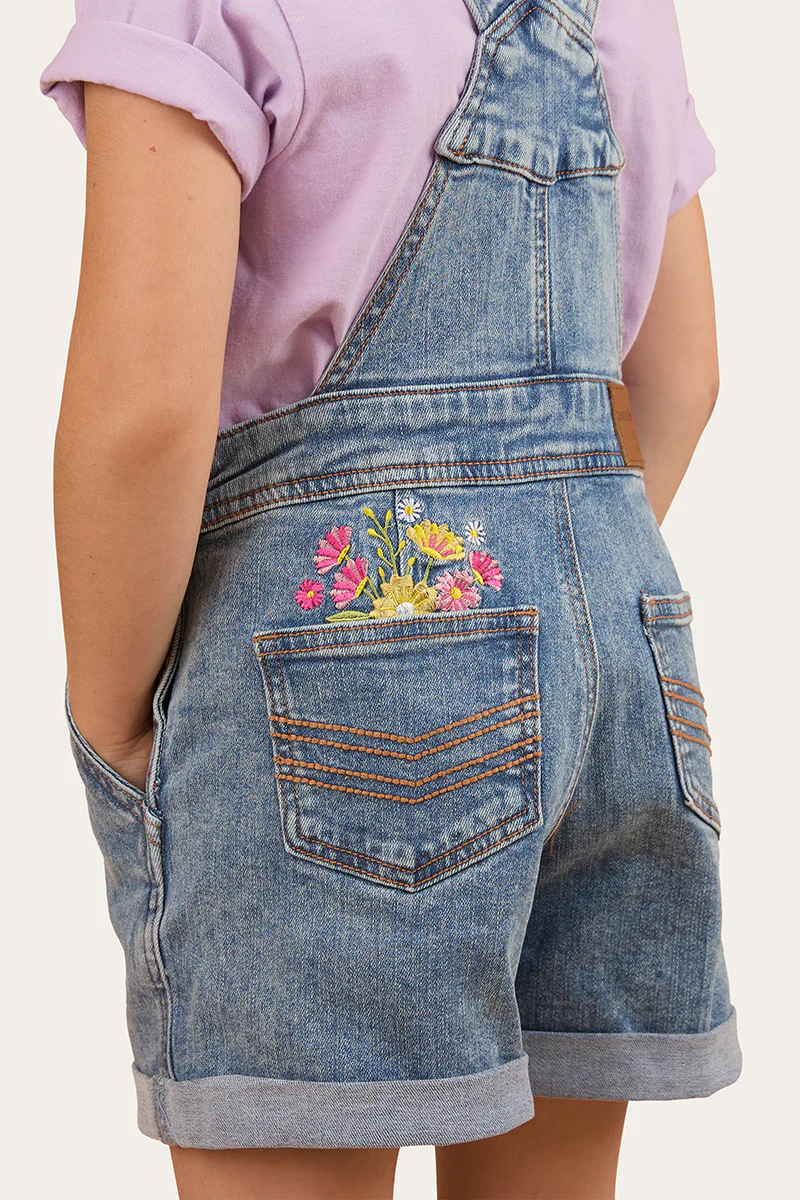 Dahlia Kids Denim Short Overall - Light Blue