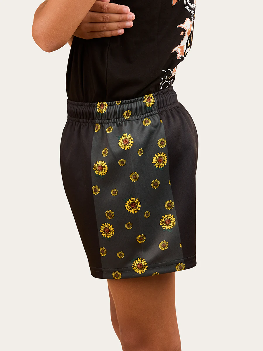 Sunflowers Kids Footy Short - Black / Multi