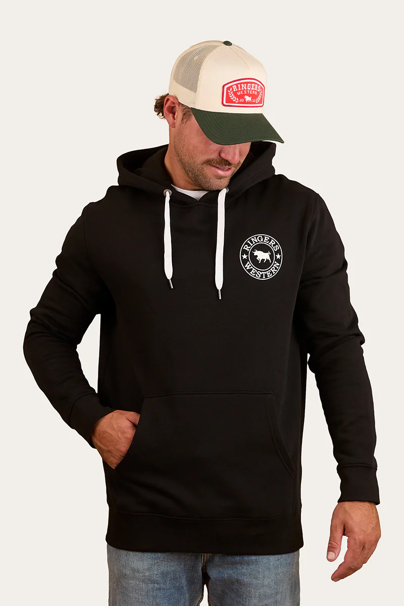 Signature Bull Mens Pullover Hoodie - Black/White