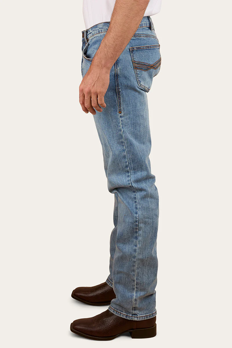 Muster Mens Slim Straight Fit Jeans - Light Wash Blue