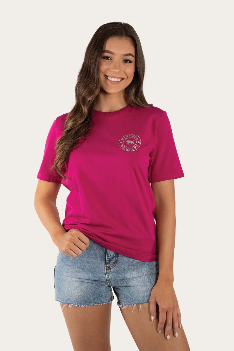 Signature Bull Womens Loose Fit T-Shirt - Magenta/Silver