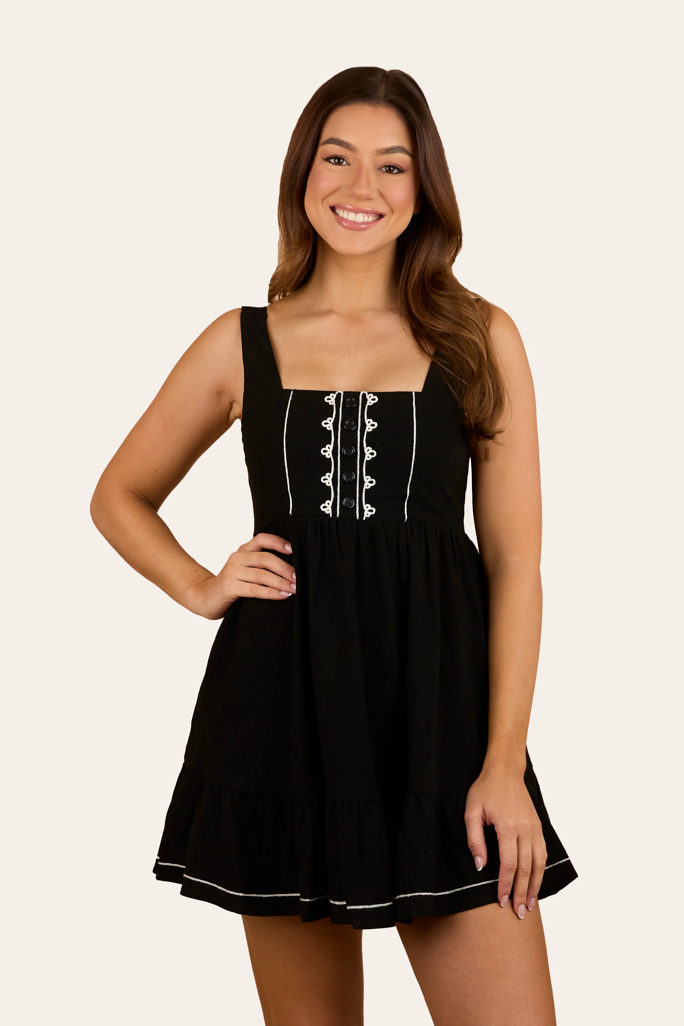 Westley Womens Embroidered Mini Dress - Black