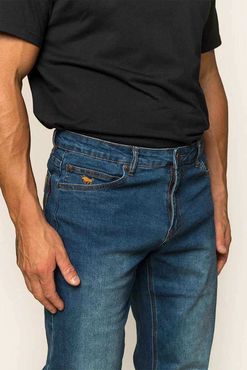 Sturt Mens Relaxed Leg Jeans - Mid Blue