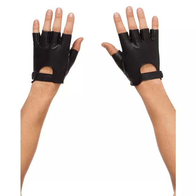 Fingerless Faux Leather Gloves