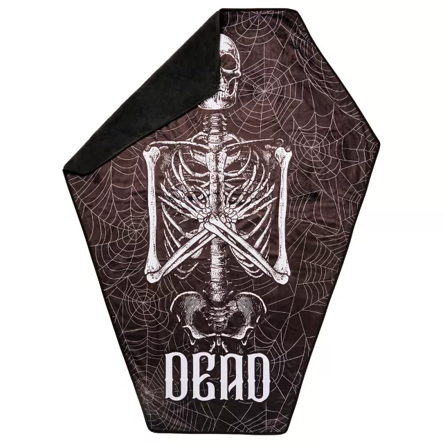 Gothic Noir Skull Coffin Fleece Blanket