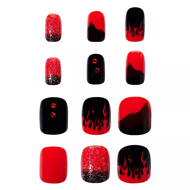 Black and Red Press On Nails