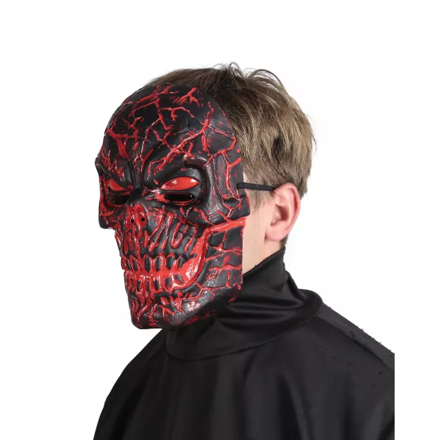 Light-Up LED Horror Scorched Skull Half Mask