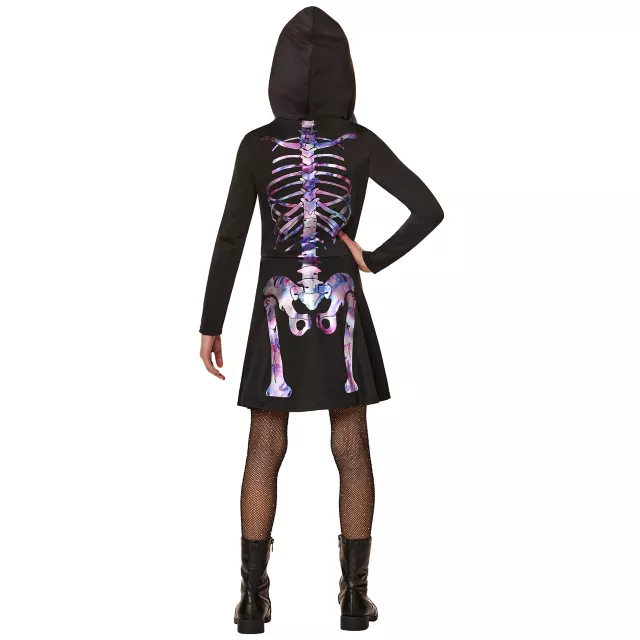 Kids Pastel Skeleton Hooded Dress Costume