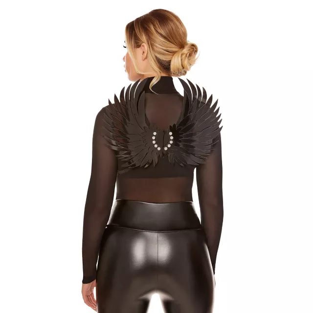 Black Faux Leather Fallen Angel Wings