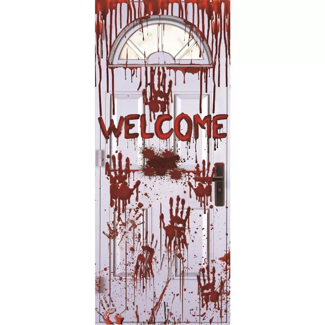 Bloody Handprints Welcome Door Cover