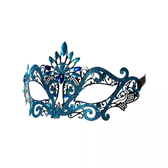 Turquoise Butterfly Crystal Eye Half Mask