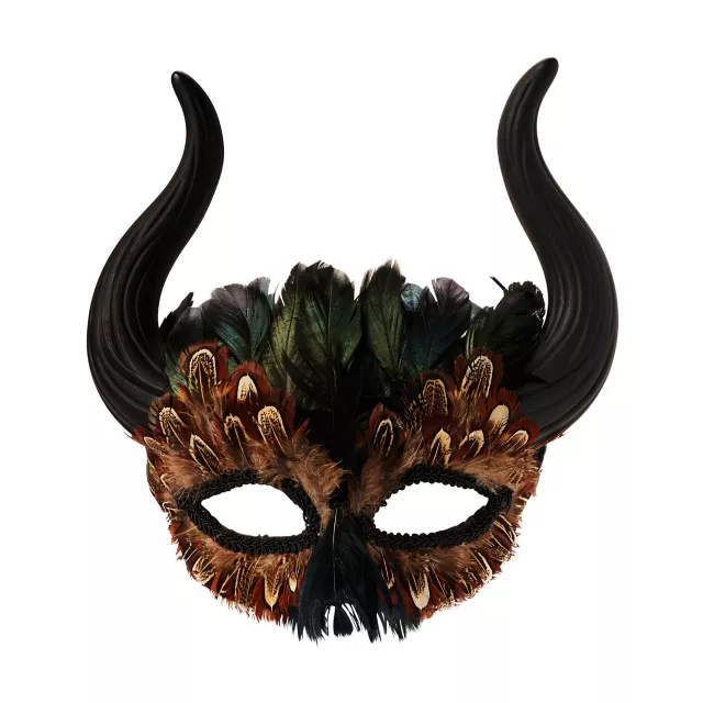Feather Horn Eye Half Mask