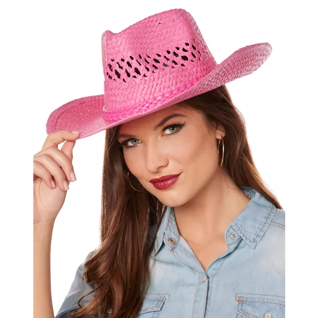 Pink Straw Cowboy Hat
